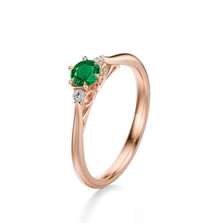 Pierścionek z różowego złota ze szmaragdem AJPZ_068